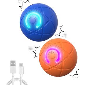 2-Pack Electric Moving Dog Ball Toy - USB Rechargeable Shaky Balls for Dogs, 2025 New Automatic Interactive Toy, Suitable for Most Dog Breeds (Blue + Orange)
