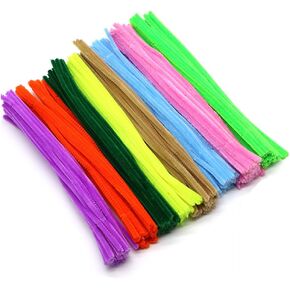 Mollensiuer 300pcs منظفات الأنابيب الملونة تشنيل تنبع بالجملة لزخارف الحرف الفنية DIY 6 مم × 12 بوصة