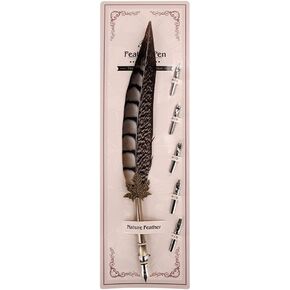 عتيقة ريشة القلم Quill Dip ink Pen مع 5 نقاط غير بديلة لضابط القرطاسية المميزة للطلاب للطلاب (النمط 2)