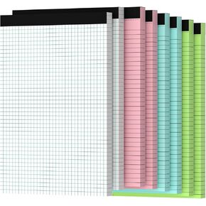 Graph Paper Pad 8.5 x 11, 2 Pack, 4x4 Graph Ruled, Grid Paper Pad 8-1/2" x 11"， Note Pads 8.5 x 11 Colored Legal Pads 8.5 x 11 Note Paper, 6 Pack Paper Pads 8.5 x 11 Notepad