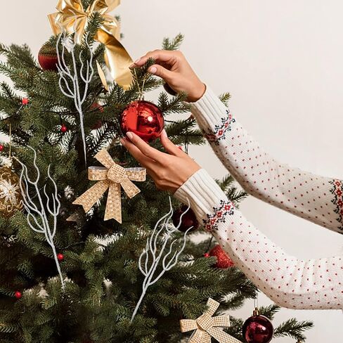 Toyvian Christmas Tree Picks 10pcs Artificial Glitter Stem Ornaments, Glittery Twigs Branches Christmas Picks for Christmas Tree Holiday Wedding Winter Décor, Red Christmas Tree Pick Leaves in Saudi Arabia