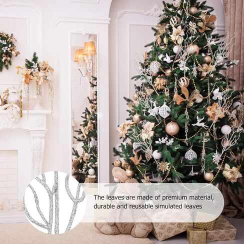 Toyvian Christmas Tree Picks 10pcs Artificial Glitter Stem Ornaments, Glittery Twigs Branches Christmas Picks for Christmas Tree Holiday Wedding Winter Décor, Red Christmas Tree Pick Leaves in Saudi Arabia