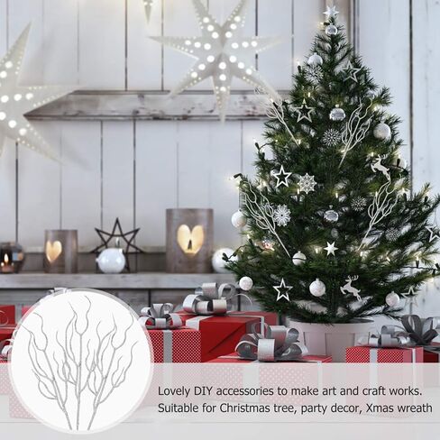 Toyvian Christmas Tree Picks 10pcs Artificial Glitter Stem Ornaments, Glittery Twigs Branches Christmas Picks for Christmas Tree Holiday Wedding Winter Décor, Red Christmas Tree Pick Leaves in Saudi Arabia