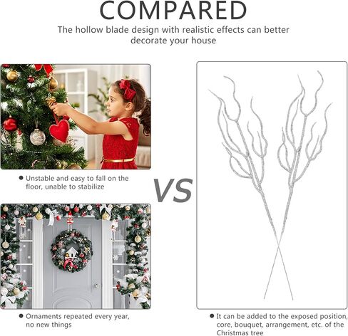 Toyvian Christmas Tree Picks 10pcs Artificial Glitter Stem Ornaments, Glittery Twigs Branches Christmas Picks for Christmas Tree Holiday Wedding Winter Décor, Red Christmas Tree Pick Leaves in Saudi Arabia