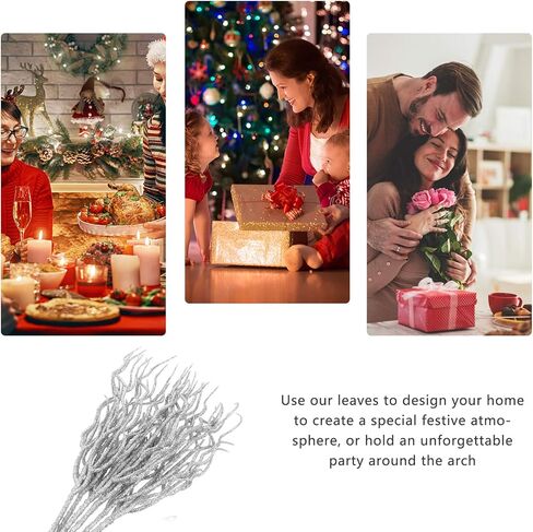 Toyvian Christmas Tree Picks 10pcs Artificial Glitter Stem Ornaments, Glittery Twigs Branches Christmas Picks for Christmas Tree Holiday Wedding Winter Décor, Red Christmas Tree Pick Leaves in Saudi Arabia