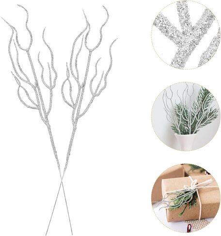 Toyvian Christmas Tree Picks 10pcs Artificial Glitter Stem Ornaments, Glittery Twigs Branches Christmas Picks for Christmas Tree Holiday Wedding Winter Décor, Red Christmas Tree Pick Leaves in Saudi Arabia
