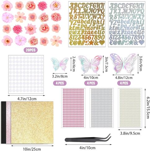 Graduation Cap Decorating Kit DIY Grad Cap Topper Crafts Glitter Cardstock Assorted Artificial Flowers Butterflies Rhinestones Alphabet Stickers Graduation Party Supplies (Blue) in Kuwait