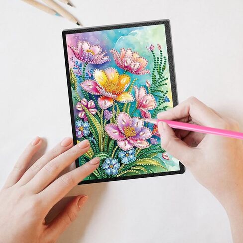 JISHSHAY Diamond Art Notebooks Diamond Painting Notebook Diamond Painting Notebook Journal Kits Diamond Painting Journal Notebook 5D Diamond Painting Notebook Journaling Notebooks 5.7×8.26in Flower in Saudi Arabia