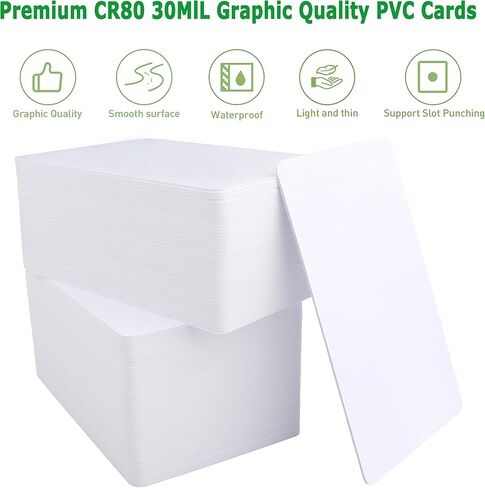 24 Pack Premium Blank PVC Cards, Graphic Blank ID Card, CR80 30 Mil White Plastic Cards for Photo ID Badge Printers in Kuwait