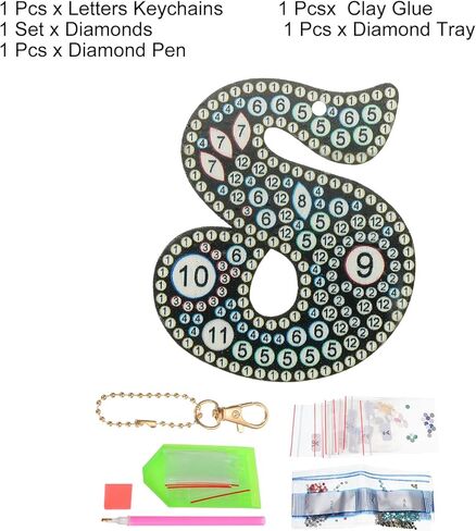 PATIKIL Diamond Art Keychains Diamond Art Painting Letters Keychains Initial Alphabet Kit DIY Crystal Rhinestones Key Chain in Kuwait