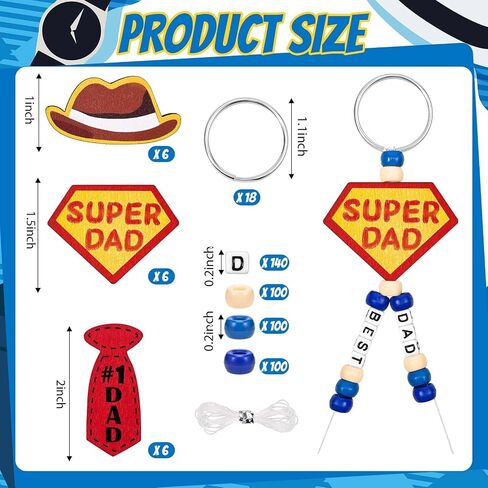 Sanixin 18 Set Fathers Day Keychain Gifts Beaded Keychain Craft Kit for Men Grandpa Father Father's Day Craft Gifts (Style 1) in Saudi Arabia