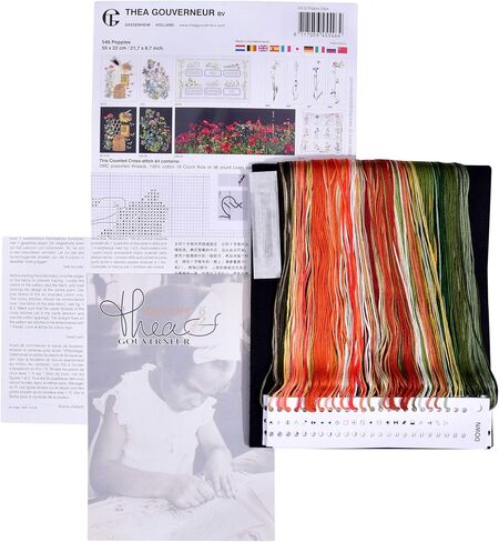 Thea Gouverneur 546A 18 Count Poppies on Aida Counted Cross Stitch Kit, 22" by 18.5", Multicolor in Saudi Arabia