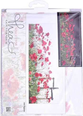 Thea Gouverneur 546A 18 Count Poppies on Aida Counted Cross Stitch Kit, 22" by 18.5", Multicolor in Saudi Arabia