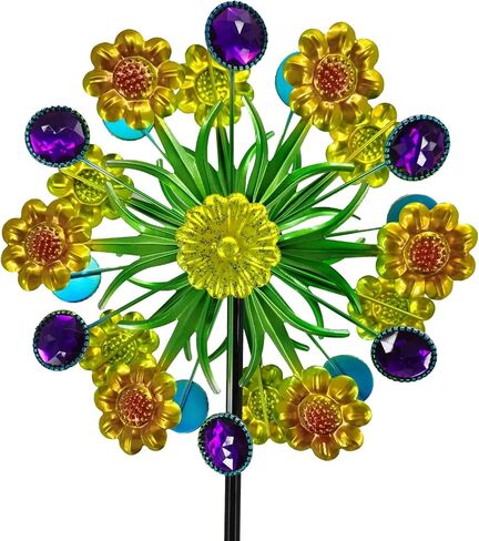 Metal Wind Spinners Outdoor,Vintage Kinetic Wind Spinner Garden Pinwheels with Metal Stake for Patio,Lawn,Garden,Creative Gifts for Women, 57.5 * 13.5 Inch (Blue) in Saudi Arabia