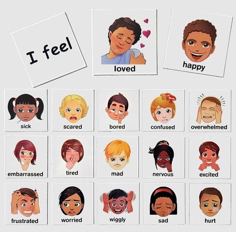SchKIDules® Feelings Magnets for Kids and Special Needs - Teaching Social Emotional Learning and Expression - 17 Diversified Emotions plus an I Feel Sentence Starter Included in Kuwait