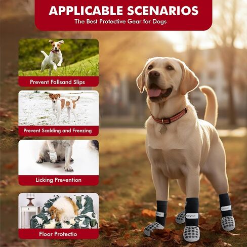 6 PCS Non-Slip Dog Socks to Prevent Licking Paws, Double Sides Grip Dog Socks for Hardwood Floors, Traction Control & Paw Protectors for Small Medium Large Senior Dogs - Size XL in Saudi Arabia