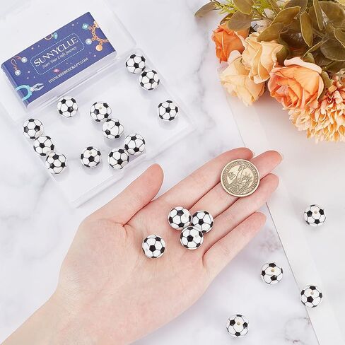 SUNNYCLUE 1 Box 32Pcs Ball Silicone Beads Small Basketball Beads Sports Round Ball Basketball Silicone Beads for Jewelry Making Supplies DIY Accessories Keychain Necklace Bracelet Crafting Beginners in Saudi Arabia