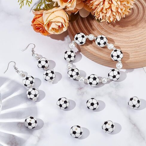SUNNYCLUE 1 Box 32Pcs Ball Silicone Beads Small Basketball Beads Sports Round Ball Basketball Silicone Beads for Jewelry Making Supplies DIY Accessories Keychain Necklace Bracelet Crafting Beginners in Saudi Arabia
