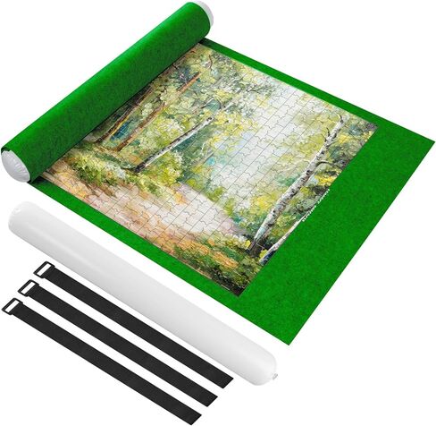Jigsaw Puzzle Mat Roll Up 1500 Pieces, 46" x 26" Portable Felt Puzzles Board with Travel Storage Bag, Jigsaw Saver Pad Keeper for Adults Teens, Green in Kuwait