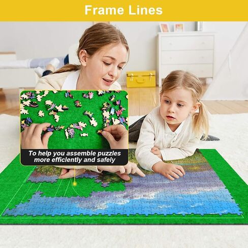 Jigsaw Puzzle Mat Roll Up 1500 Pieces, 46" x 26" Portable Felt Puzzles Board with Travel Storage Bag, Jigsaw Saver Pad Keeper for Adults Teens, Green in Kuwait