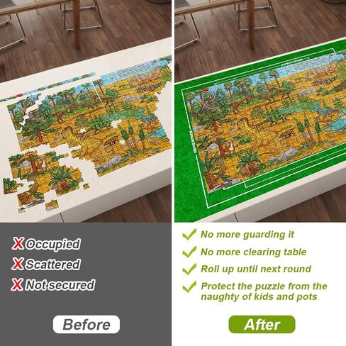 Jigsaw Puzzle Mat Roll Up 1500 Pieces, 46" x 26" Portable Felt Puzzles Board with Travel Storage Bag, Jigsaw Saver Pad Keeper for Adults Teens, Green in Kuwait