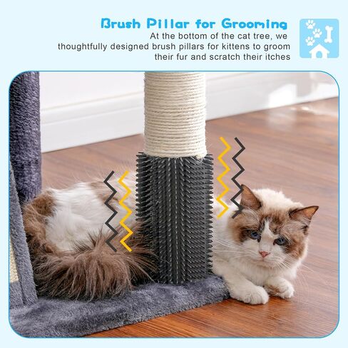 Hey-brother Cat Tree, 98.4-110.2 Inches Floor to Ceiling Cat Tree-Adjustable Height, Tall Cat Climbing Tower for Cats Large Adult with Scratching Post, Cat cando, Smoky Gray 0MPJ091G in Saudi Arabia