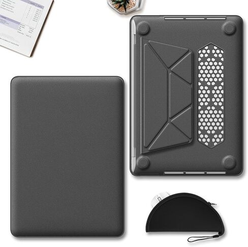 HXCASEAC Case Compatible with MacBook Pro 13 inch Case 2022 2020 with Foldable Stand, Anti-Scratching Protective Hard Shell Cover forA2338, A2289, A2251, A2159, A1989 Fabric, Grayish Blue in Kuwait