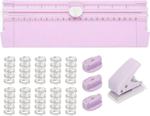 PATIKIL Paper Cutter Trimmer, A4 Straight Portable Paper Slide Paper Slicer with Hole Punch, Replacement Blade and Binder for Craft Cardstock, Label Card, Scrapbook, Green in Saudi Arabia