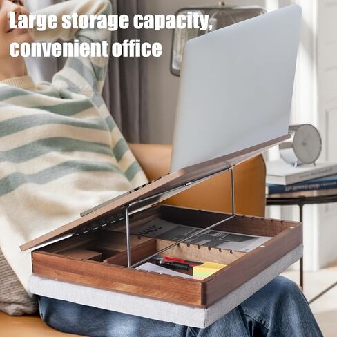 Easel Lap Desk for Adults, Acacia Wood Lap Desk for Laptop with Storage and Cushion, Height Adjusted Laptop Pad for Writing, Drawing, Laptop Work, and More, Fits up to 17.3 Inch Laptop in Saudi Arabia