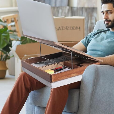 Easel Lap Desk for Adults, Acacia Wood Lap Desk for Laptop with Storage and Cushion, Height Adjusted Laptop Pad for Writing, Drawing, Laptop Work, and More, Fits up to 17.3 Inch Laptop in Saudi Arabia