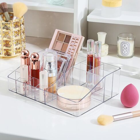 Vtopmart 5 Tier Clear Makeup Organizer with Drawer, Cosmetic Storage for Dresser Countertop and Bathroom Vanity, Beauty Holder for Lipstick Brush Skincare in Kuwait