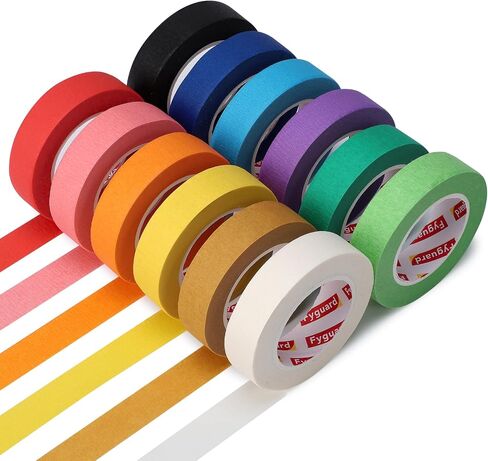 12 Pcs Colored Masking Tape Craft Tape Roll for Kids Teaching Supplies, 1Inch ×14Yard Colorful Painters Tape for Art Coding Labeling Classroom Decoration in Saudi Arabia