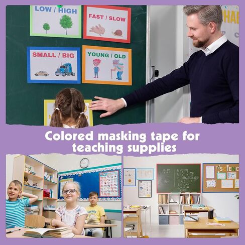 12 Pcs Colored Masking Tape Craft Tape Roll for Kids Teaching Supplies, 1Inch ×14Yard Colorful Painters Tape for Art Coding Labeling Classroom Decoration in Saudi Arabia