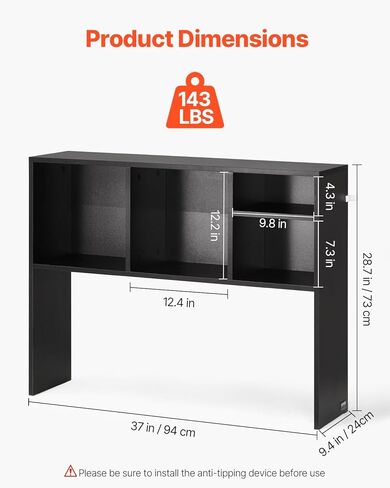 رف كتب سطح المكتب Vevor ، منظم تخزين مع 5 أرفف لمكتب الكمبيوتر ، قفص مكتب خشبي على الجرف مع منصات مضادة للانزلاق ، رف عرض أعلى المكتب للمكتب والمنزل والسكن والأبيض in Kuwait