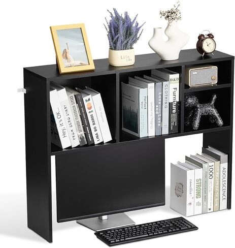 رف كتب سطح المكتب Vevor ، منظم تخزين مع 5 أرفف لمكتب الكمبيوتر ، قفص مكتب خشبي على الجرف مع منصات مضادة للانزلاق ، رف عرض أعلى المكتب للمكتب والمنزل والسكن والأبيض in Kuwait