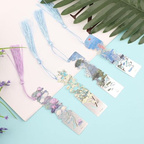 4 Pieces Metal Bookmarks with Tassels, Golden Hollow Bookmark Van Gogh Oil Painting Theme Book Mark Bookmarks for Reading Women Girls Teens Book Lovers in Saudi Arabia