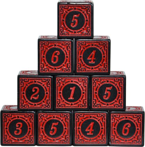 SmartDealspro 10 pack D6 Six Sides 16mm Dice Dice Die for DND MTG PRG WOW Table Game Teaching (Red Letter) in Kuwait