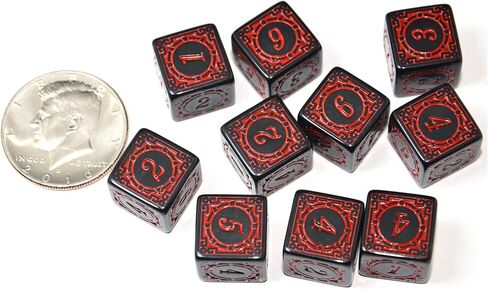 SmartDealspro 10 pack D6 Six Sides 16mm Dice Dice Die for DND MTG PRG WOW Table Game Teaching (Red Letter) in Kuwait