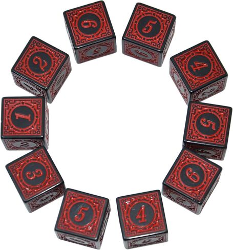SmartDealspro 10 pack D6 Six Sides 16mm Dice Dice Die for DND MTG PRG WOW Table Game Teaching (Red Letter) in Kuwait