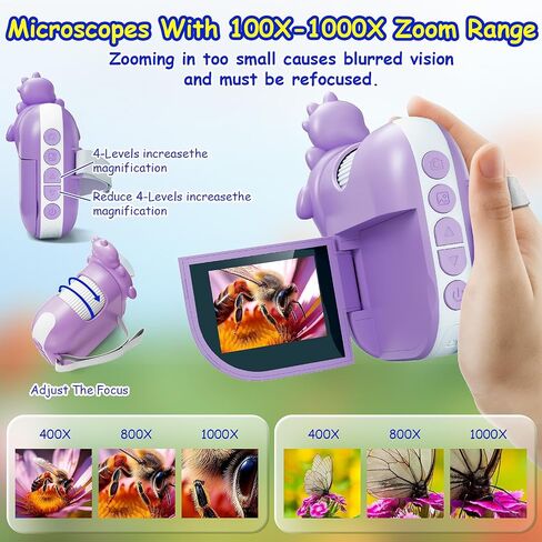 Microscope for Kids,Handheld Kids Microscope – 1000X Magnification,2'' HD Screen,1080P Camera,Built-in Telescope,STEM Educational Toy,Christmas/Birthday Gift for Ages 3-12 (Purple) in Saudi Arabia