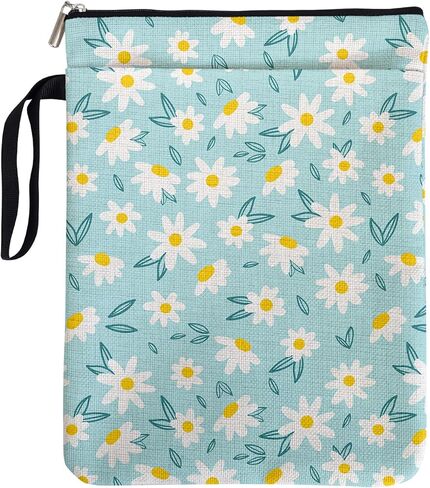 Blue Little Daisy Pattern Book Lovers Gifts Book Sleeve for Friends Sisters Godmother Readers Librarian with Zipper & Front Pocket Handle Waterproof BookCover Case Book Club Gifts Book Accessories in Kuwait