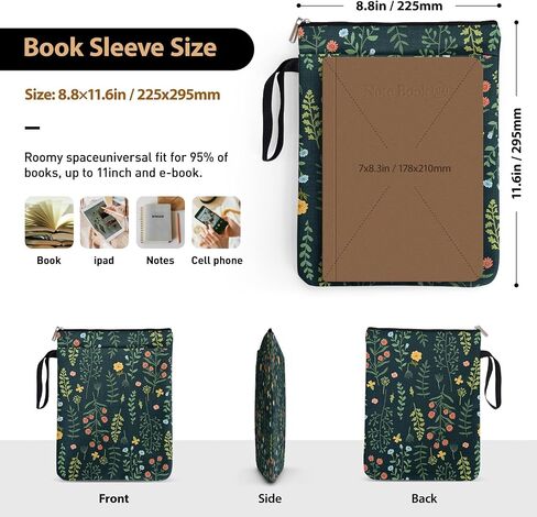 Blue Little Daisy Pattern Book Lovers Gifts Book Sleeve for Friends Sisters Godmother Readers Librarian with Zipper & Front Pocket Handle Waterproof BookCover Case Book Club Gifts Book Accessories in Kuwait