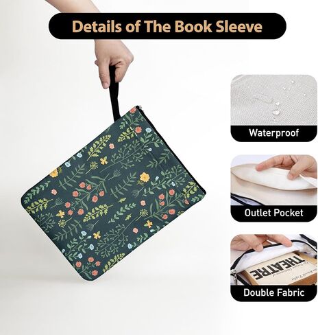 Blue Little Daisy Pattern Book Lovers Gifts Book Sleeve for Friends Sisters Godmother Readers Librarian with Zipper & Front Pocket Handle Waterproof BookCover Case Book Club Gifts Book Accessories in Kuwait