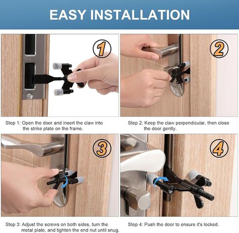 Portable Door Lock Upgraded Stoppers, Hotel Doors Locks for Travelers Safety Locker Jammer Security Devices from Rooms Inside Travel Home Apartment Bedrooms Essentials Reinforcement for Women in Kuwait
