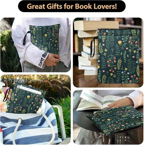 Blue Little Daisy Pattern Book Lovers Gifts Book Sleeve for Friends Sisters Godmother Readers Librarian with Zipper & Front Pocket Handle Waterproof BookCover Case Book Club Gifts Book Accessories in Kuwait