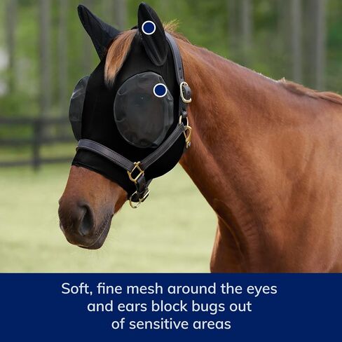 SmartPak Comfort Horse Fly Mask with SmartCore Technology | UV Horse Mask | UPF 50 | Forelock Hole | Stretch Material | Fine Mesh Around Ears | Moisture-Wicking for Cool Comfort in Saudi Arabia