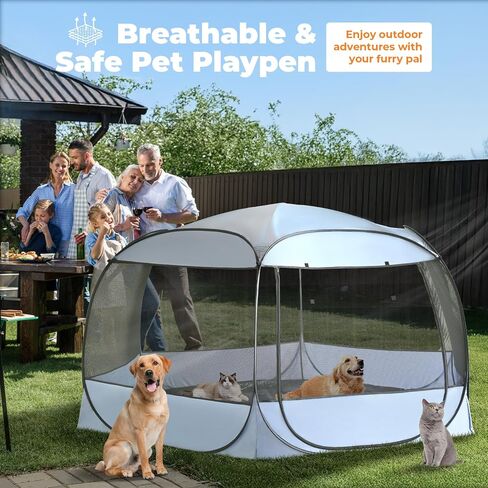 XXLarge Popup Portable Dog Houses, 10'x4.8'H Assembly-Free Gazebo-Style Kennel Dog Playpen Pet Screen Tent Sun Shade Shelter, Dog Crates Canopy for Travel Camping Anti-Bugs with Leakproof Bottom in Saudi Arabia