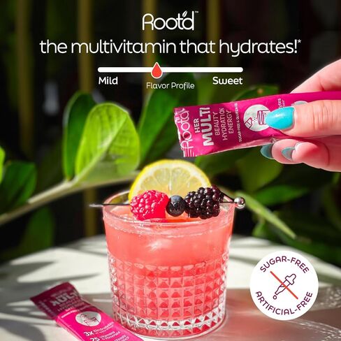 Root'd Multivitamin Powder for Men - 24 Vitamins & Minerals with 3X Electrolytes, 9 Organic Superfoods, Probiotics & Enzymes, Sugar-Free Multivitamin & Hydration | 30 Vitamin Drink Mix Packets in Kuwait