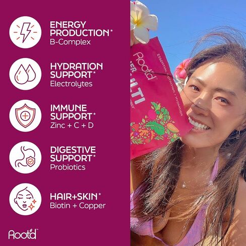 Root'd Multivitamin Powder for Men - 24 Vitamins & Minerals with 3X Electrolytes, 9 Organic Superfoods, Probiotics & Enzymes, Sugar-Free Multivitamin & Hydration | 30 Vitamin Drink Mix Packets in Kuwait