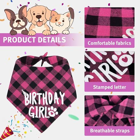 Dog Birthday Hat, Birthday Bandana Dog Birthday Party Supplies with Numbers Pet Birthday Bandana Hat Set (Blue) in Kuwait
